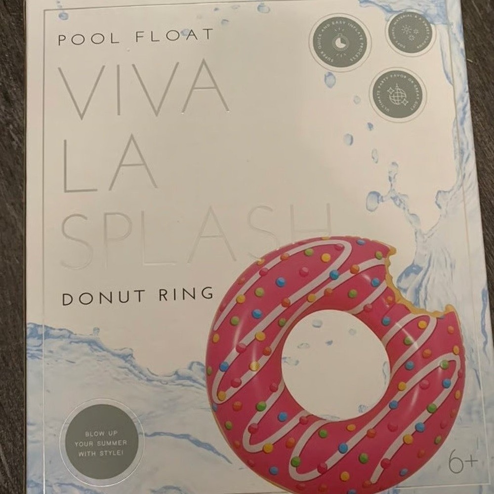 Viva La Splash Pool Float Unisex OS Pink Donut Ring Inflatable 26.5"‎ Diameter
